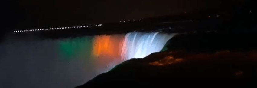 Indian Tricolour on Niagara Falls